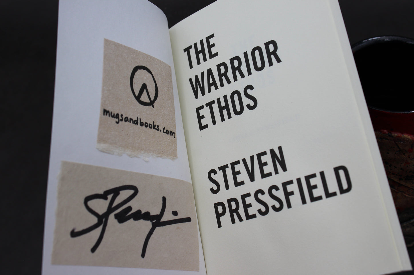 One "Kothon" Spartan Warrior Mug and One Autographed Book, "The Warrior Ethos" by Steven Pressfield (SK8084)