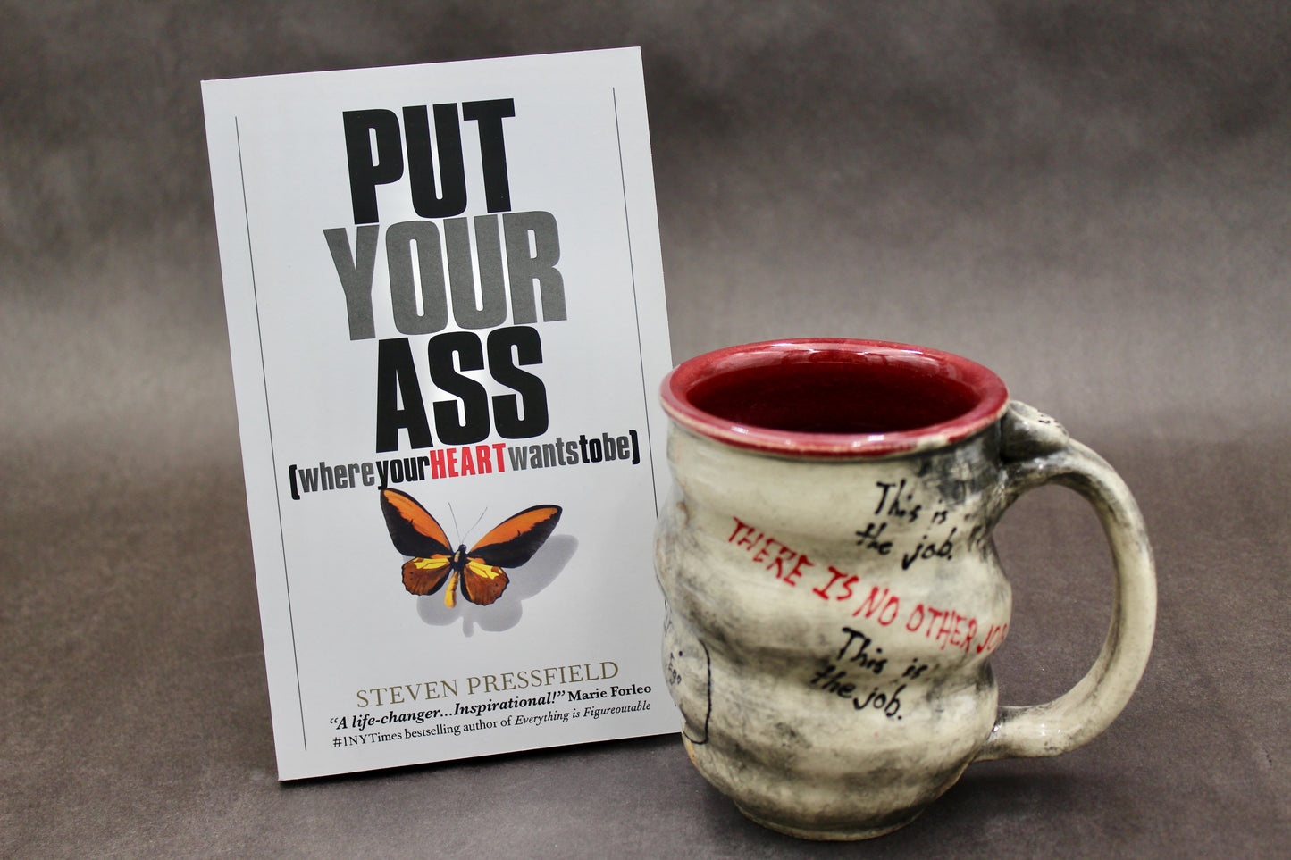 One "Put Your Ass Where Your Heart Wants To Be" Spiral Mug and Book by Steven Pressfield (SK8087)