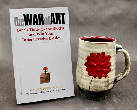 One Bullet Flower Mug and Autographed Book, "The War of Art" by Steven Pressfield (SK7804)