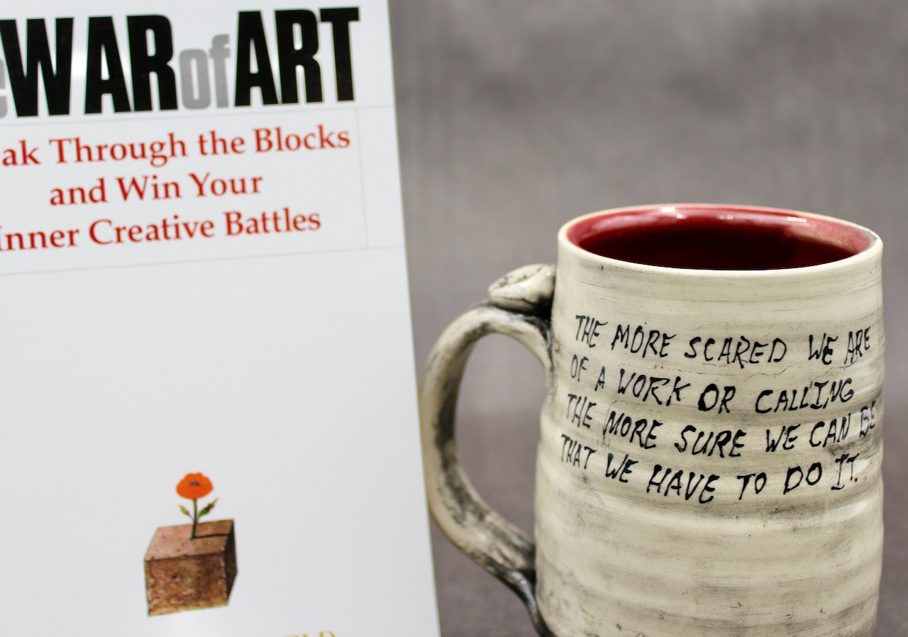 One Bullet Flower Mug and Autographed Book, "The War of Art" by Steven Pressfield (SK7804)