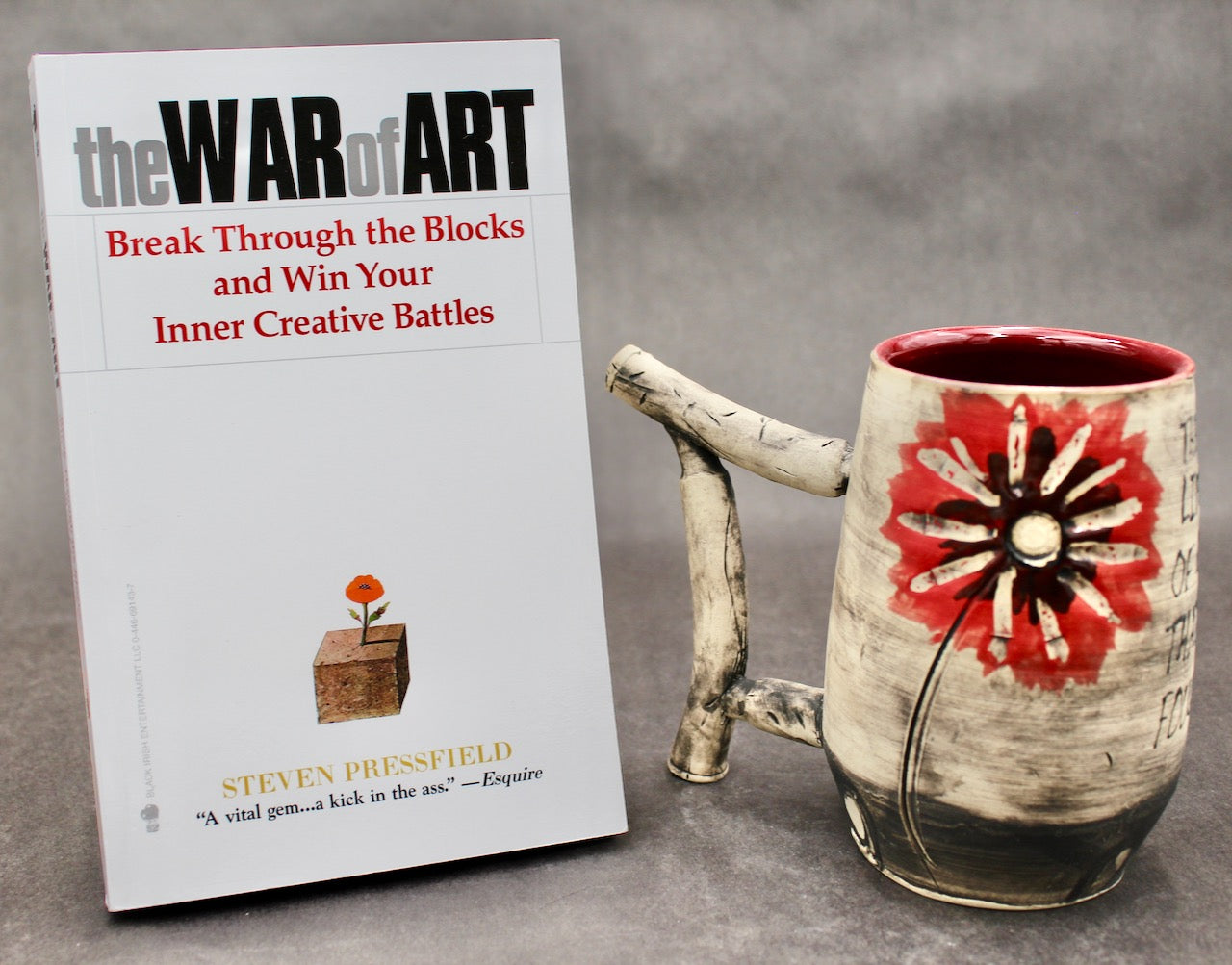 One Bullet Flower Mug, Matte Surface, and One Autographed Book, "The War of Art" by Steven Pressfield (SK7805)