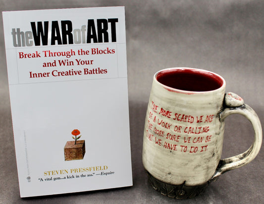 One Bullet Flower Mug and Autographed Book, "The War of Art" by Steven Pressfield (SK7799)