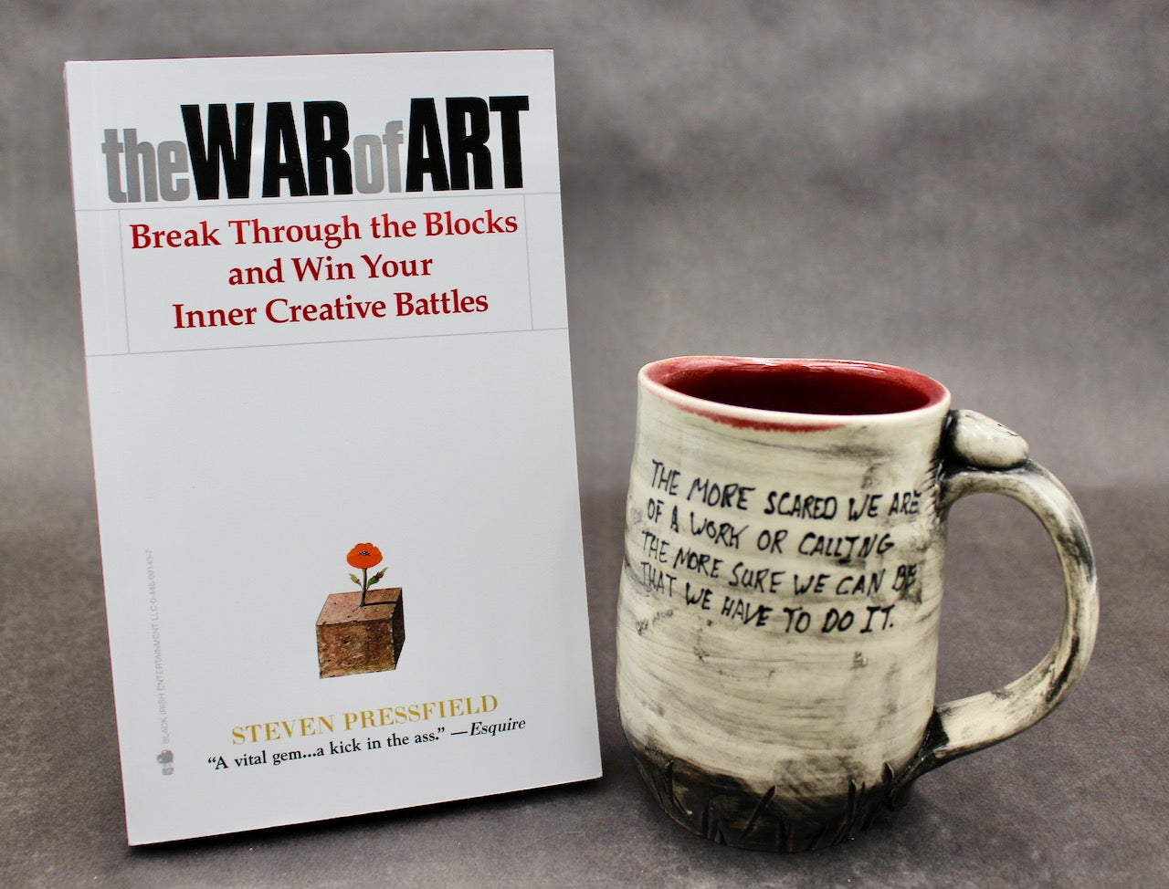 One Bullet Flower Mug and Autographed Book, "The War of Art" by Steven Pressfield (SK7801)