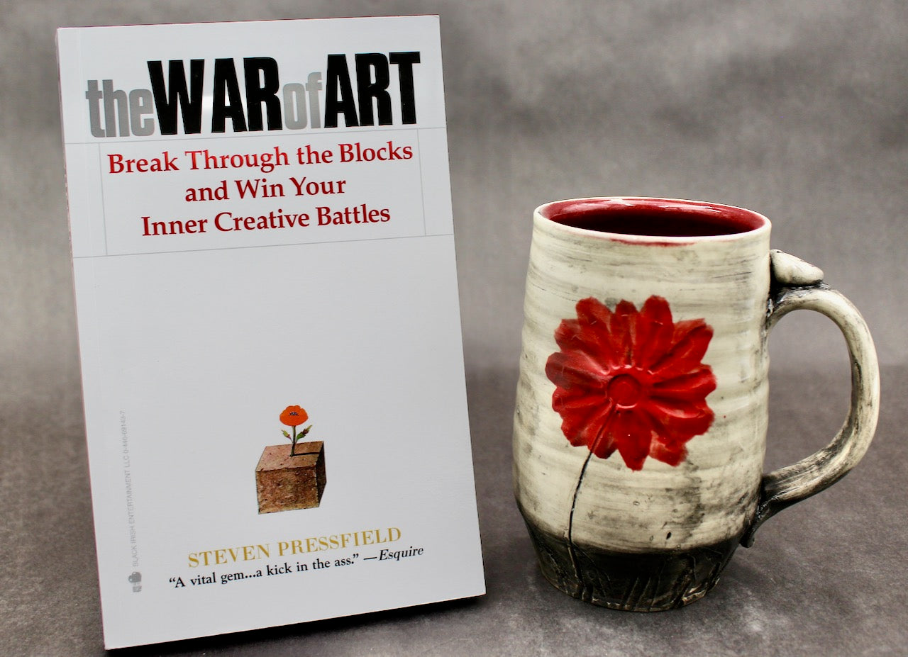 One Bullet Flower Mug and Autographed Book, "The War of Art" by Steven Pressfield (SK7804)