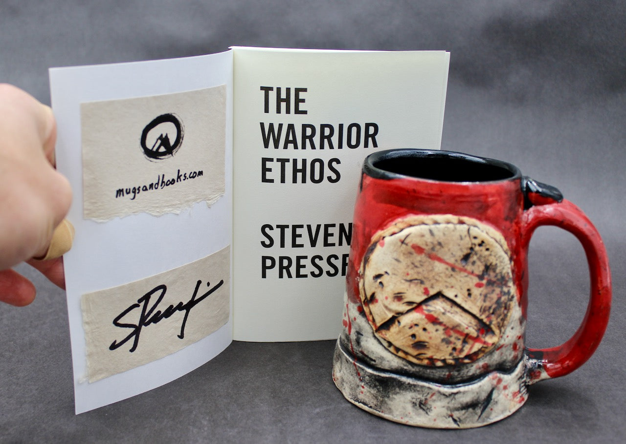 One "Kothon" Spartan Warrior Mug and One Autographed Book, "The Warrior Ethos" by Steven Pressfield (SK7417)