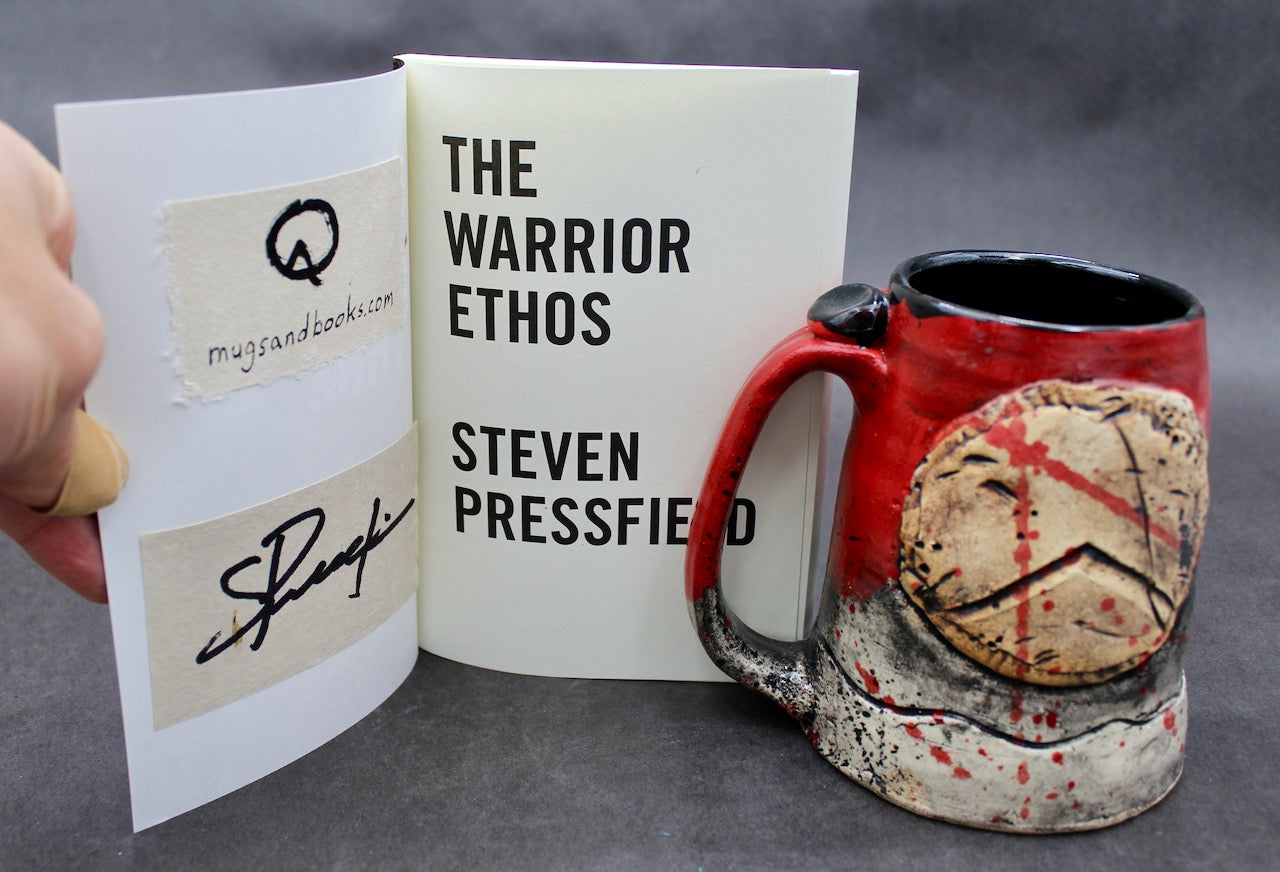 One "Kothon" Spartan Warrior Mug and One Autographed Book, "The Warrior Ethos" by Steven Pressfield (SK7416)