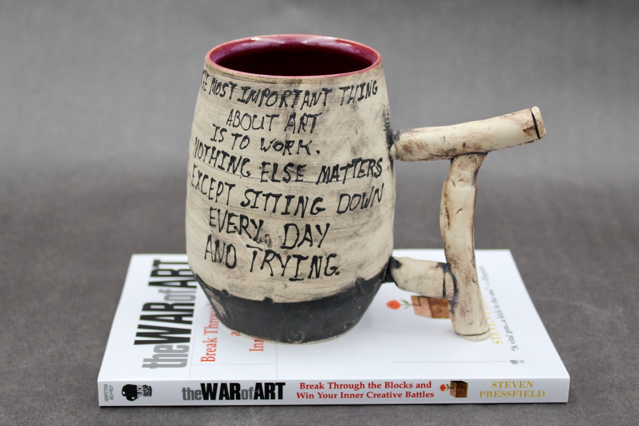 One Bullet Flower Mug and Autographed Book, "The War of Art" by Steven Pressfield (SK7786)