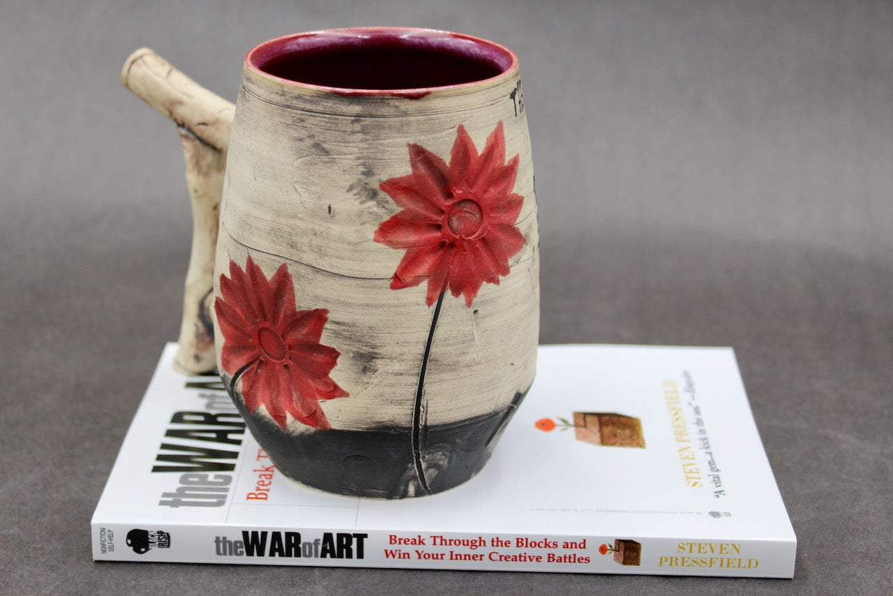 One Bullet Flower Mug and Autographed Book, "The War of Art" by Steven Pressfield (SK7786)