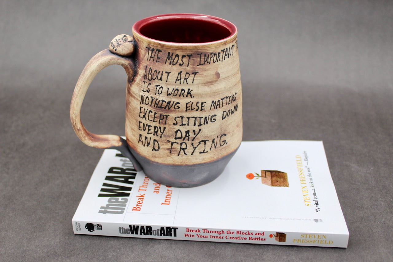 One Bullet Flower Mug and Autographed Book, "The War of Art" by Steven Pressfield (SK7787)