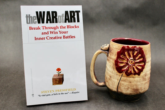 One Bullet Flower Mug and Autographed Book, "The War of Art" by Steven Pressfield (SK7788)