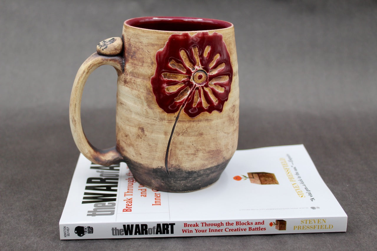 One Bullet Flower Mug and Autographed Book, "The War of Art" by Steven Pressfield (SK7788)