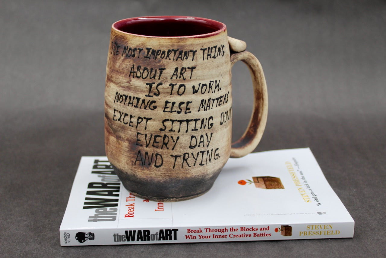 One Bullet Flower Mug and Autographed Book, "The War of Art" by Steven Pressfield (SK7788)