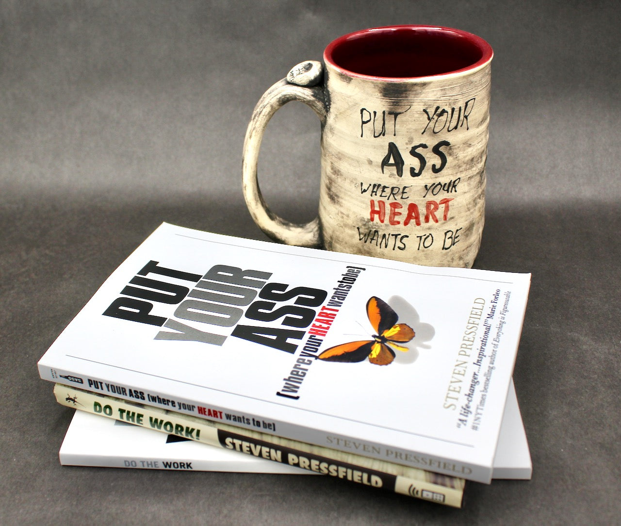 One Mug and 3 Autographed Books by Steven Pressfield (SK7790)