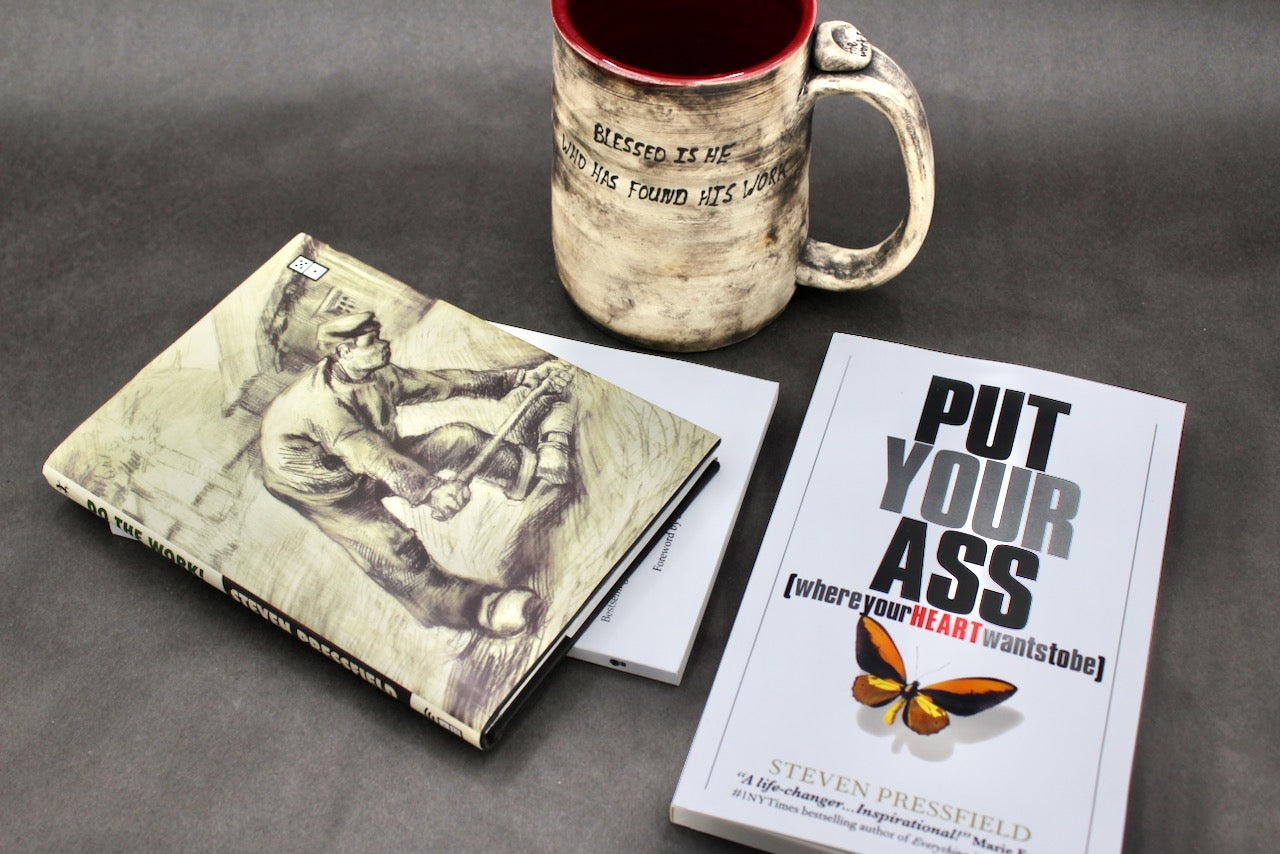 One Mug and 3 Autographed Books by Steven Pressfield (SK7790)