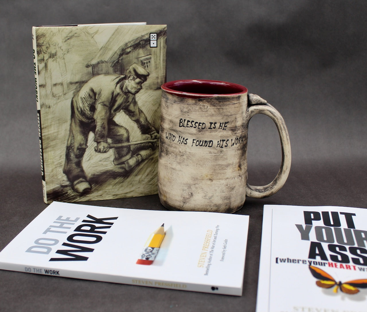 One Mug and 3 Autographed Books by Steven Pressfield (SK7790)