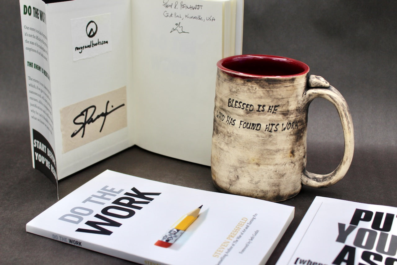 One Mug and 3 Autographed Books by Steven Pressfield (SK7790)