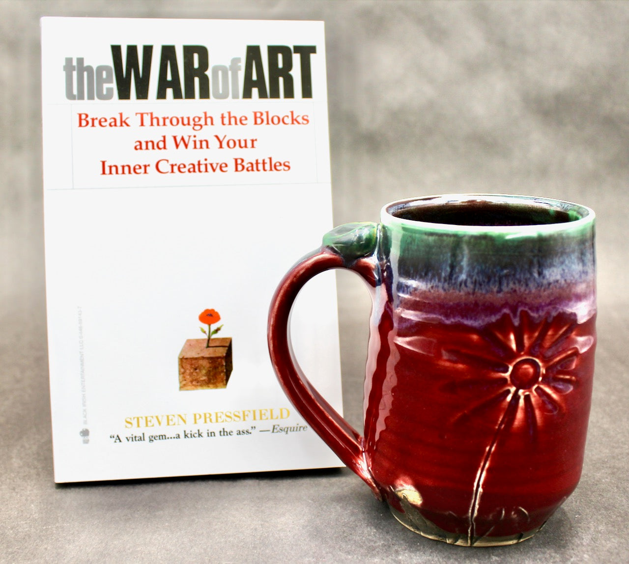 One Bullet Flower Mug and One Autographed Book, "The War of Art" by Steven Pressfield (SK8056)