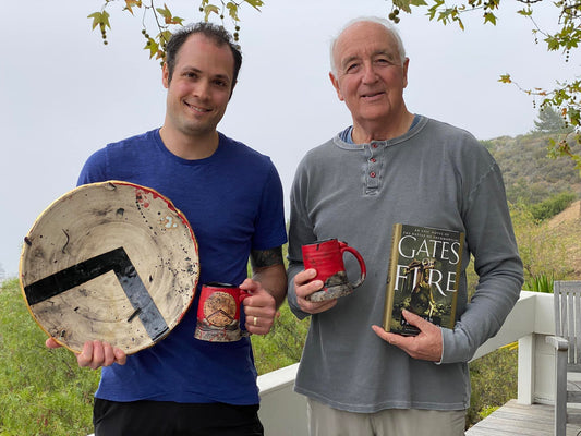 Spartan Wall Platter, 4 Kothon Mugs and 5 Books: "Gates of Fire" and "The Warrior Ethos"