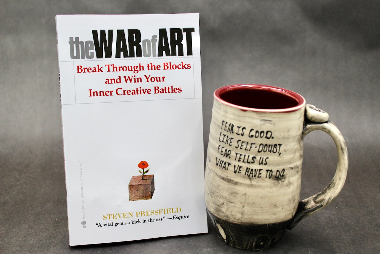 One Bullet Flower Mug and Autographed Book, "The War of Art" by Steven Pressfield (SK7791)