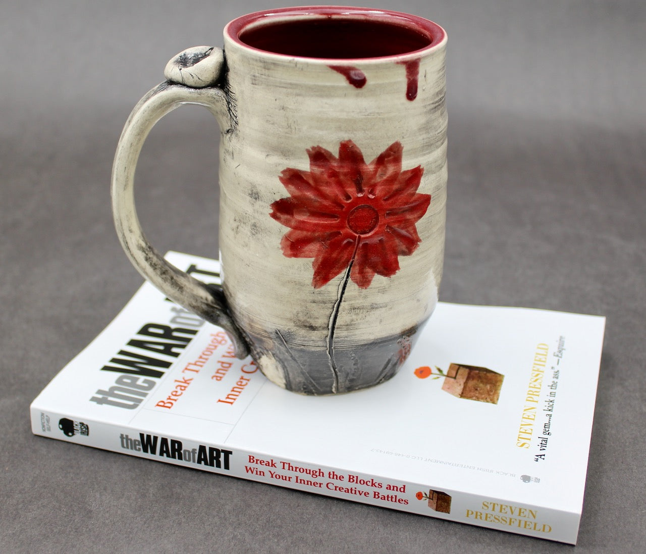 One Bullet Flower Mug and Autographed Book, "The War of Art" by Steven Pressfield (SK7791)