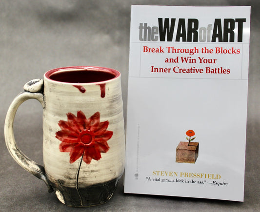 One Bullet Flower Mug and Autographed Book, "The War of Art" by Steven Pressfield (SK7791)
