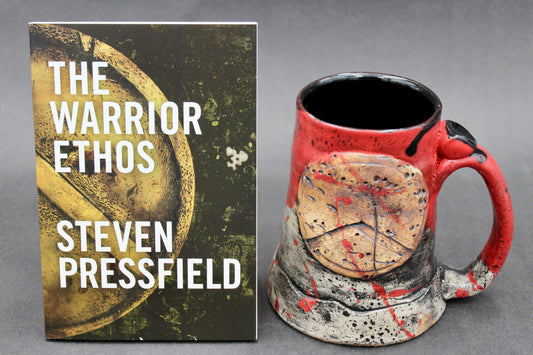 One Red "Kothon" Spartan Warrior Mug and One Book, "The Warrior Ethos" by Steven Pressfield