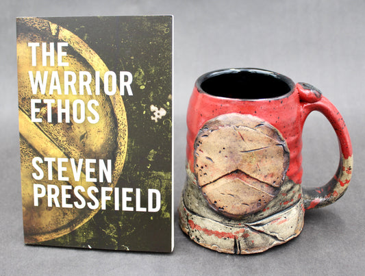 One Red "Kothon" Spartan Warrior Mug and One Book, "The Warrior Ethos" by Steven Pressfield (SK7731)