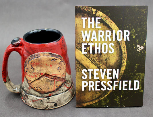 One Red "Kothon" Spartan Warrior Mug and One Book, "The Warrior Ethos" by Steven Pressfield (SK7730)