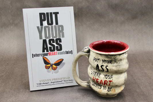 One "Put Your Ass Where Your Heart Wants To Be" Spiral Mug and Book by Steven Pressfield (SK8087)