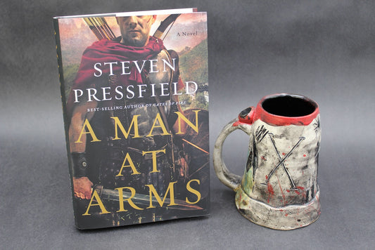 Rare, One "Telamon of Arcadia" Mug and One Autographed Book, "A Man at Arms" by Steven Pressfield