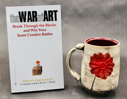 One Bullet Flower Mug, Matte Surface, and One Autographed Book, "The War of Art" by Steven Pressfield (SK7798)