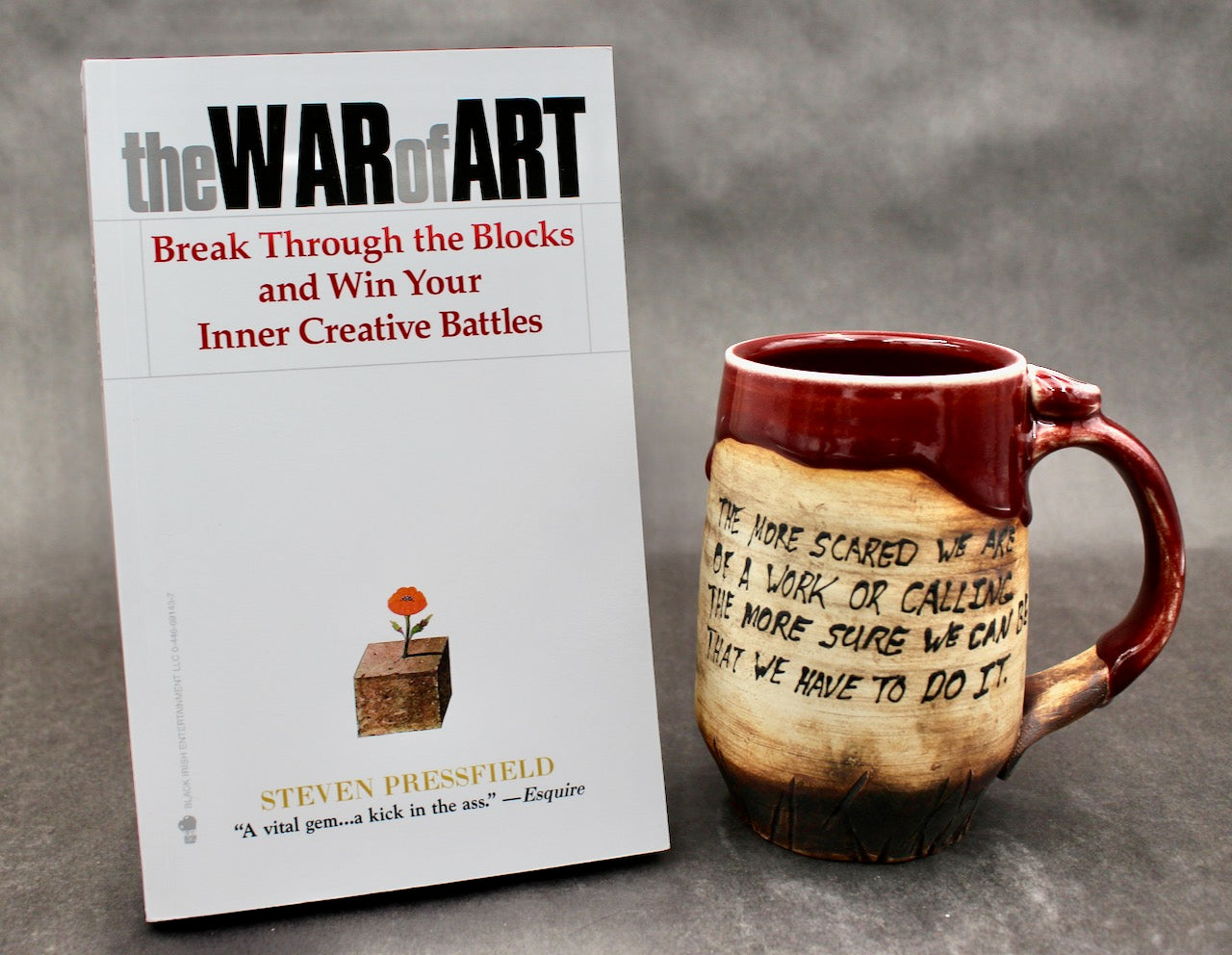 One Bullet Flower Mug and Autographed Book, "The War of Art" by Steven Pressfield (SK7800)