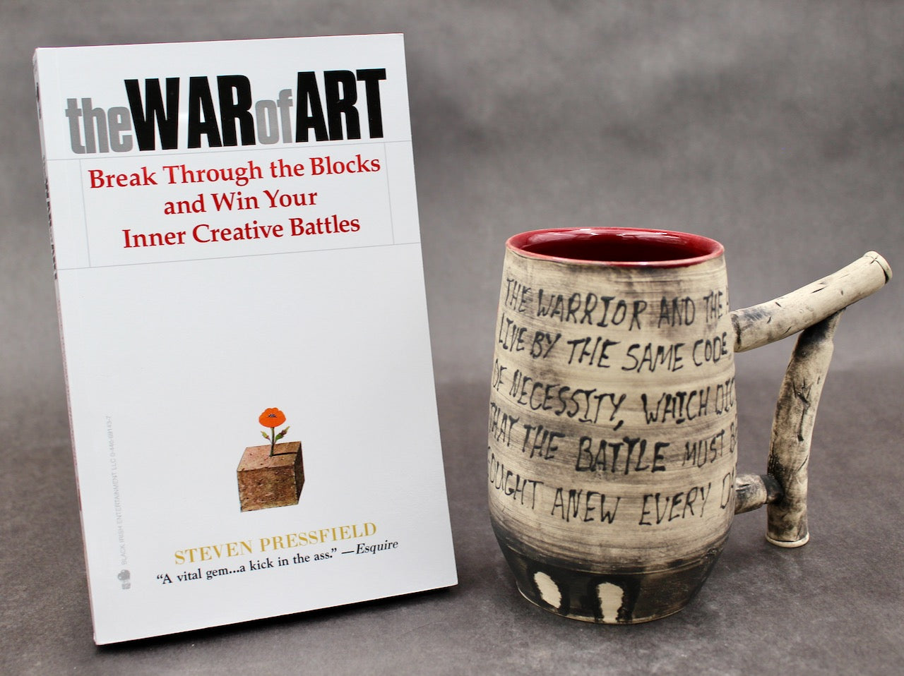 One Bullet Flower Mug, Matte Surface, and One Autographed Book, "The War of Art" by Steven Pressfield (SK7805)