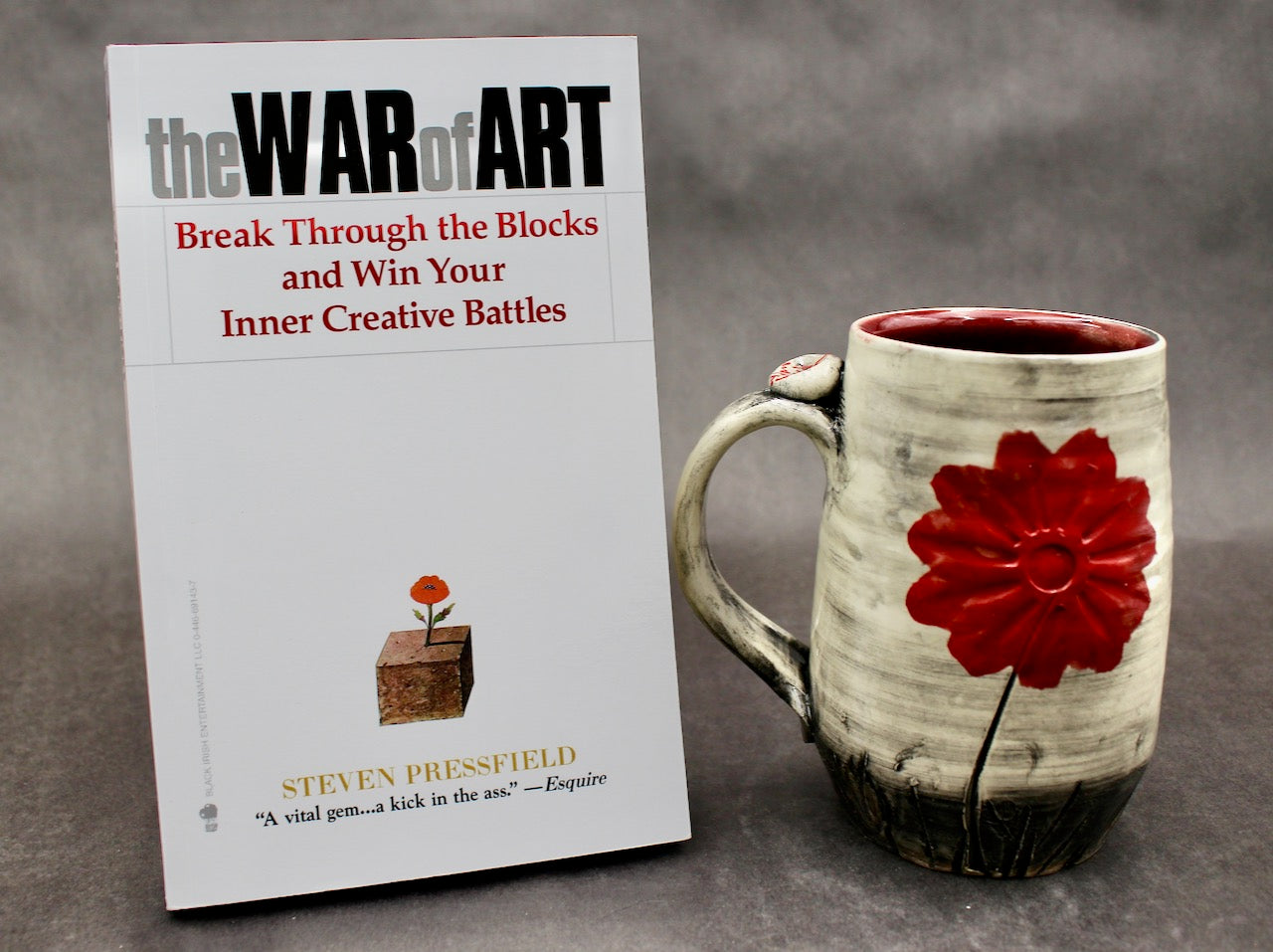 One Bullet Flower Mug and Autographed Book, "The War of Art" by Steven Pressfield (SK7799)