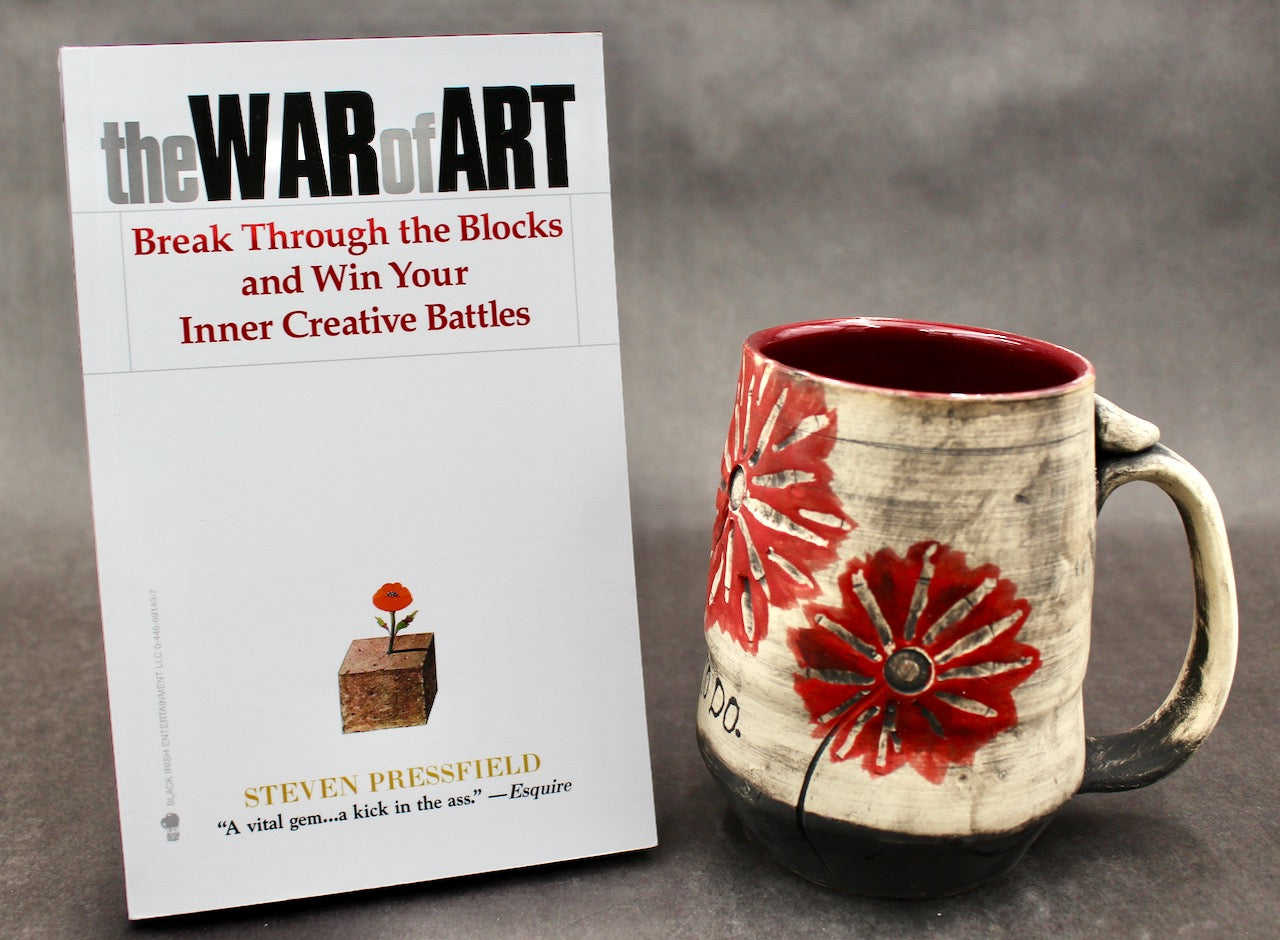 One Bullet Flower Mug, Matte Surface, and One Autographed Book, "The War of Art" by Steven Pressfield (SK7803)