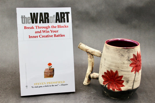 One Bullet Flower Mug and Autographed Book, "The War of Art" by Steven Pressfield (SK7786)