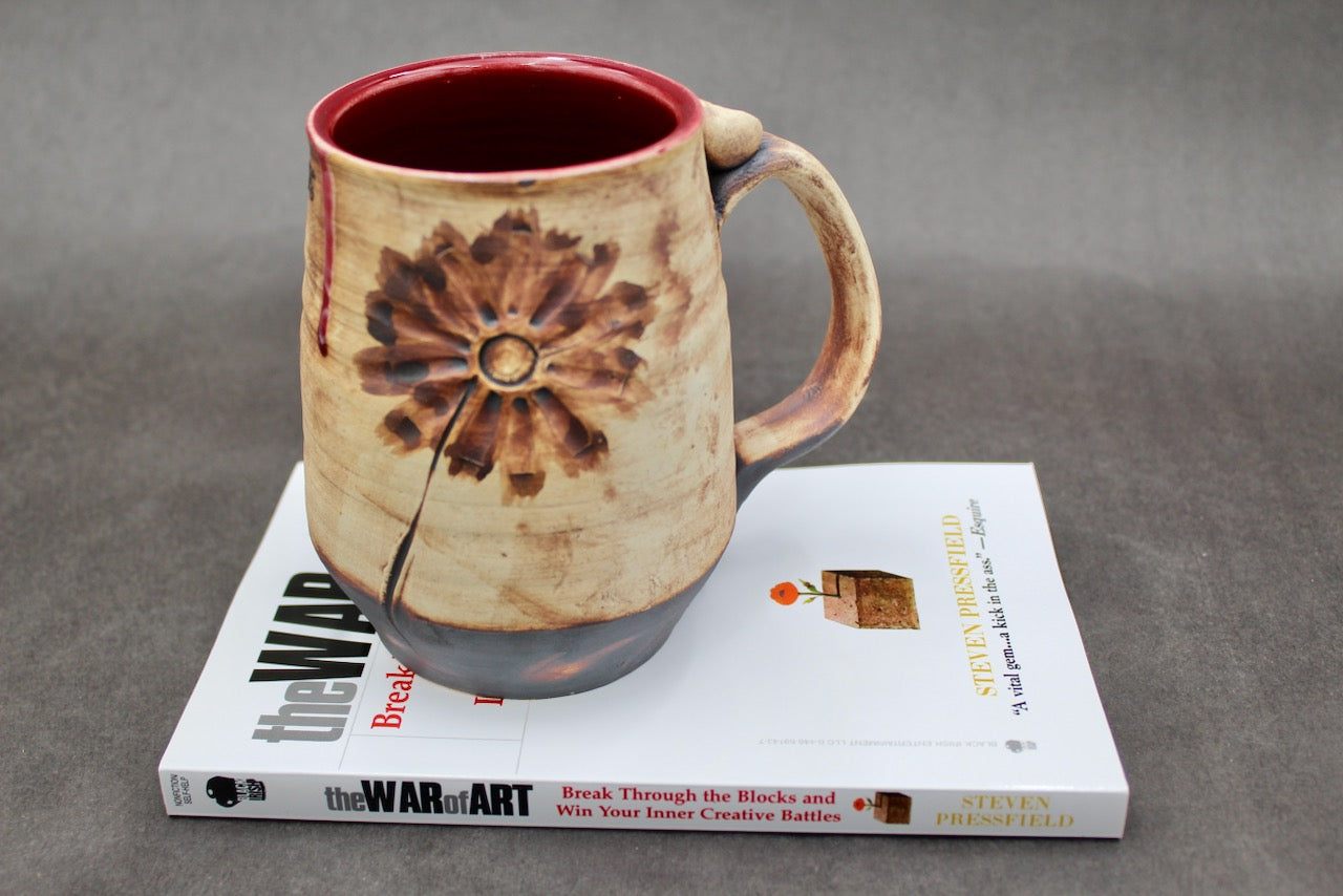 One Bullet Flower Mug and Autographed Book, "The War of Art" by Steven Pressfield (SK7787)