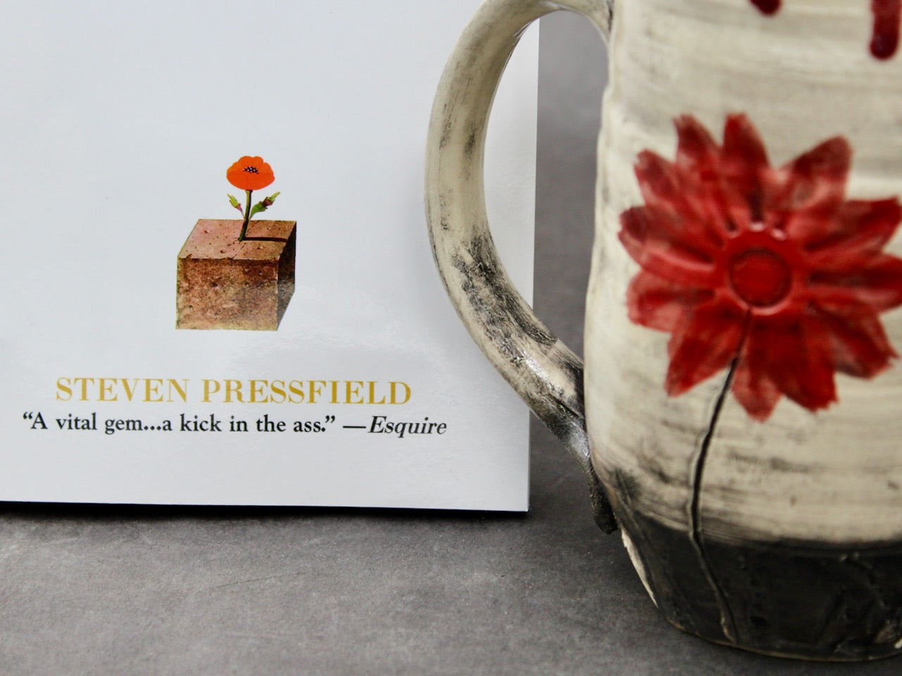 One Bullet Flower Mug and Autographed Book, "The War of Art" by Steven Pressfield (SK7791)